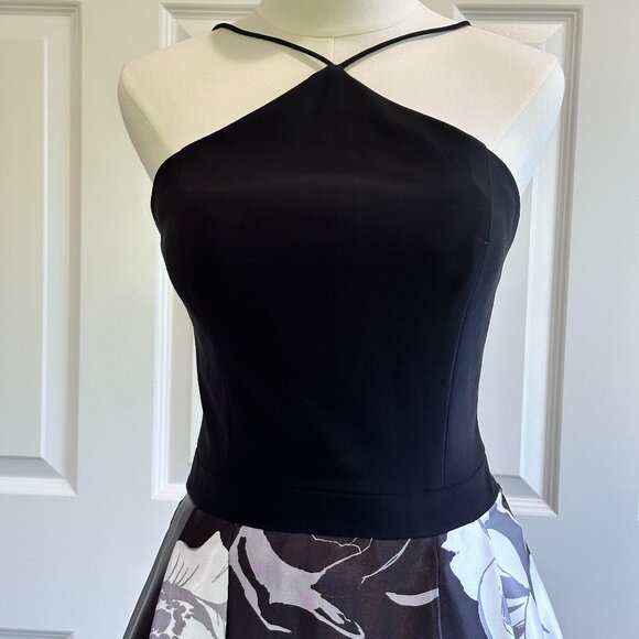 Blondie Nites Black Floral Halter Prom Wedding Guest Black Tie Maxi Dress Size 4 - Picture 3 of 9